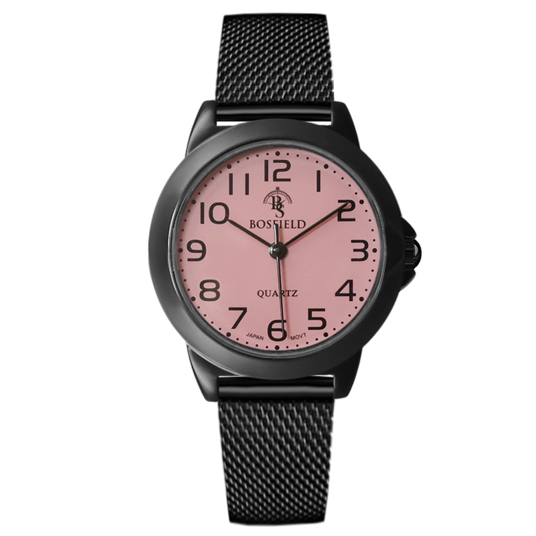 보스필드 여성용 아날로그 학생 숫자 메쉬메탈밴드 손목시계 BF-258-P