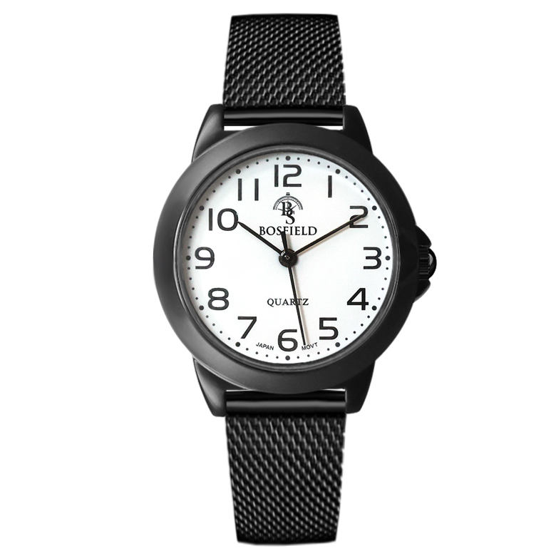 보스필드 여성용 아날로그 학생 숫자 메쉬메탈밴드 손목시계 BF-258-W
