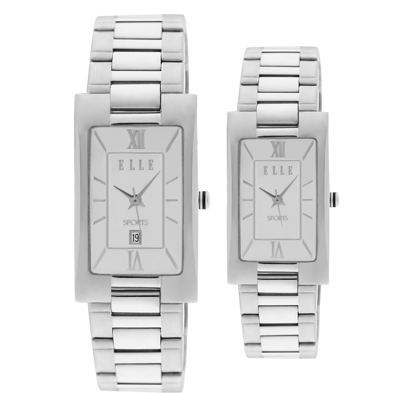 엘르시계 ELLE 커플시계 여성용 남성용 메탈시계 ES060/ES061 화이트