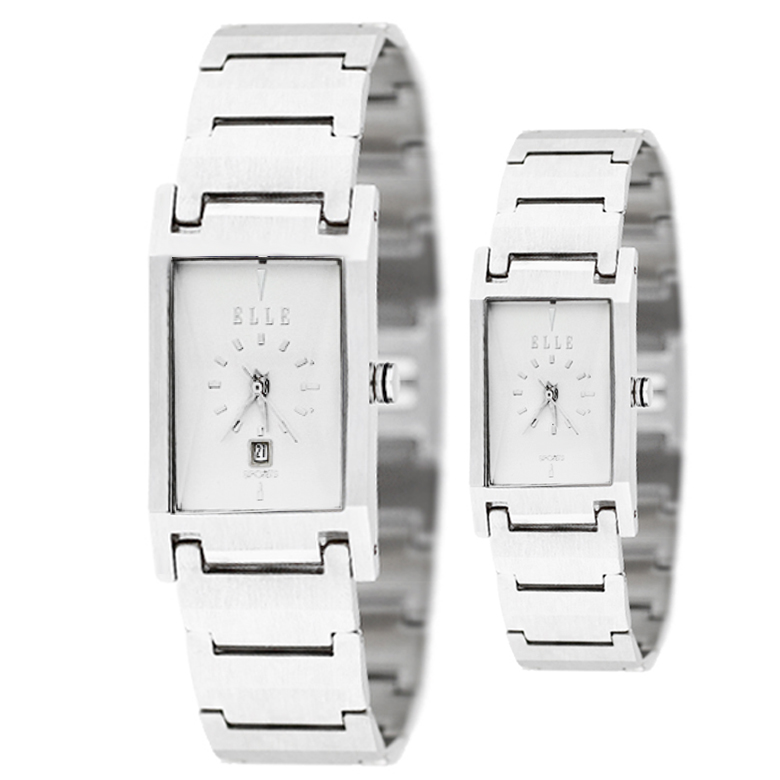 엘르시계 ELLE 메탈 남성용 여성용 아날로그손목시계 ES064 화이트